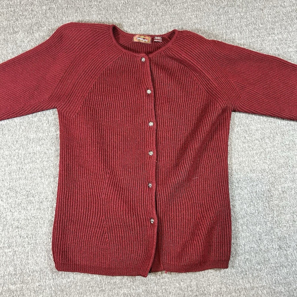 Vintage Worthington Cardigan Sweater Womens Medium Red‎ Wool Blend 80s 90s Knit